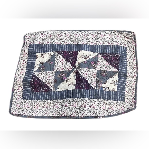 Laura Ashley Sham Patchwork Quilted Floral Blue & Purple Standard Sham - Picture 1 of 9